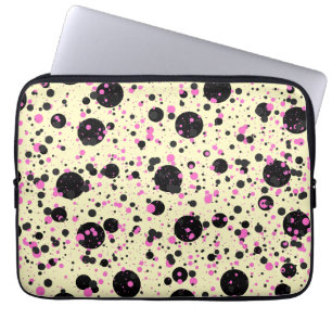 Roze & Zwarte Stip Glam Patroon Laptop Sleeve