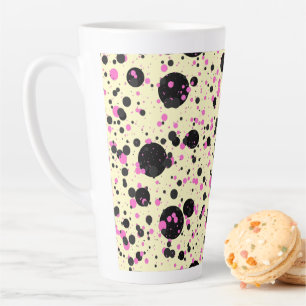 Roze & Zwarte Stip Glam Patroon Latte Mok