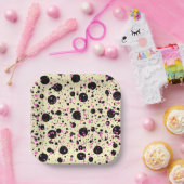 Roze & Zwarte Stip Glam Patroon Papieren Bordje (Feest)