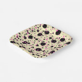 Roze & Zwarte Stip Glam Patroon Papieren Bordje (Gebogen)