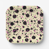 Roze & Zwarte Stip Glam Patroon Papieren Bordje (Voorkant)