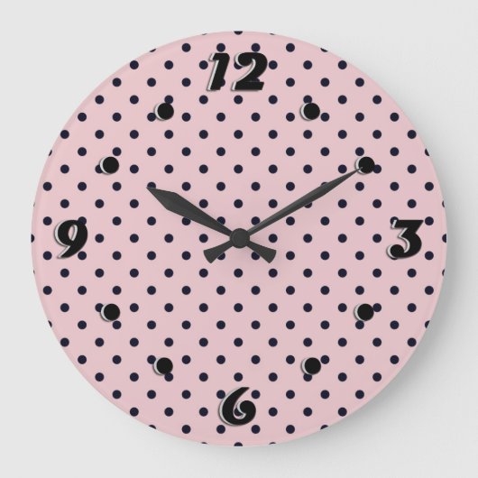 Roze zwarte stip grote klok (Voorkant)
