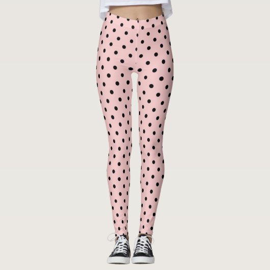 Roze zwarte stip leggings (Voorkant)