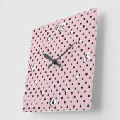 Roze zwarte stip vierkante klok (Hoek)