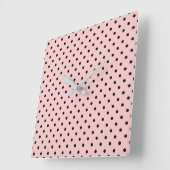 Roze zwarte stip vierkante klok (Hoek)