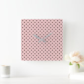 Roze zwarte stip vierkante klok (Huis)