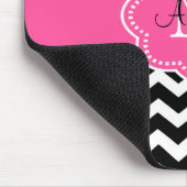 Roze zwarte Stippen Chevron Persoonlijk Mousepad Muismat (Hoek)