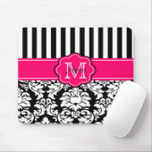 Roze zwarte Stippen Damask Personalized Mousepad Muismat (Met muis)