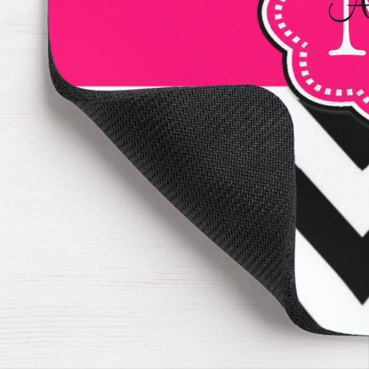 Roze zwarte Stippen Damask Personalized Mousepad Muismat (Hoek)