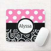 Roze zwarte Stippen Gepersonaliseerde Mousepad Muismat (Met muis)