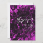 Roze & Zwarte Stippen Moderne Chic Feest Uitnodigi Kaart (Voorkant)