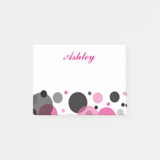 Roze Zwarte Stippen Post-it® Notes (Voorkant)