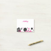 Roze Zwarte Stippen Post-it® Notes (Op bureau)