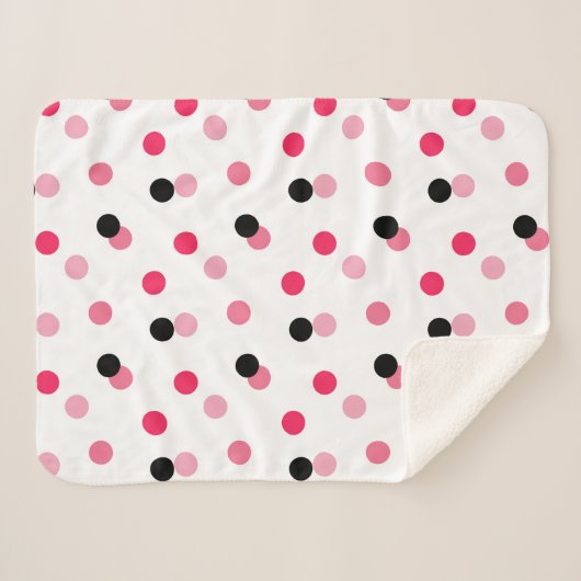 Roze & Zwarte Stippen Sherpa Deken (Voorkant (horizontaal))