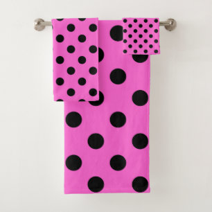 Roze & Zwarte Stippen Stip Bad Handdoek