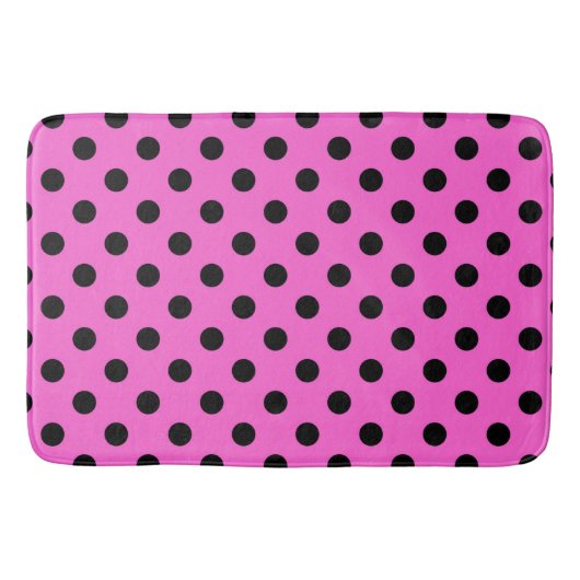 Roze & Zwarte Stippen Stip Badmat (Voorkant)