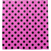 Roze & Zwarte Stippen Stip Douchegordijn (Voorkant)