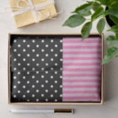 Roze Zwarte Stippen Strepen Modern Paris Chic Tissuepapier (Geschenk)