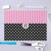 Roze Zwarte Stippen Strepen Modern Paris Chic Tissuepapier (Craft)