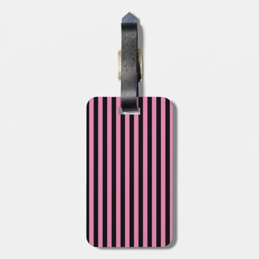 Roze zwarte streep GLITTER CUSTOM BAGAGELABEL (Achterkant verticaal)