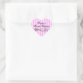Roze & Zwarte Streep Sweet Sixteen Envelope Sticke Hart Sticker (Tas)