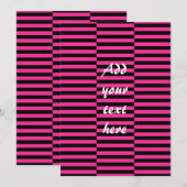 Roze & Zwarte Strepen Aangepaste Uitnodiging (Voorkant / Achterkant)