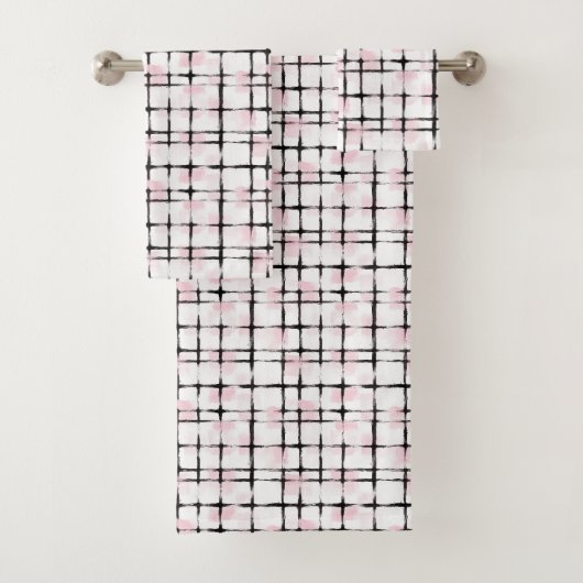 Roze Zwarte Strepen Bad Handdoek (Insitu)