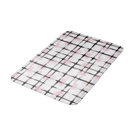 Roze Zwarte Strepen   Badmat (Gekanteld)