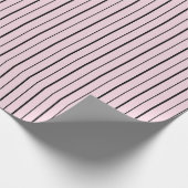 Roze & Zwarte Strepen Cadeaupapier (Hoek)