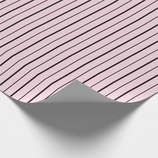 Roze & Zwarte Strepen Cadeaupapier (Hoek)