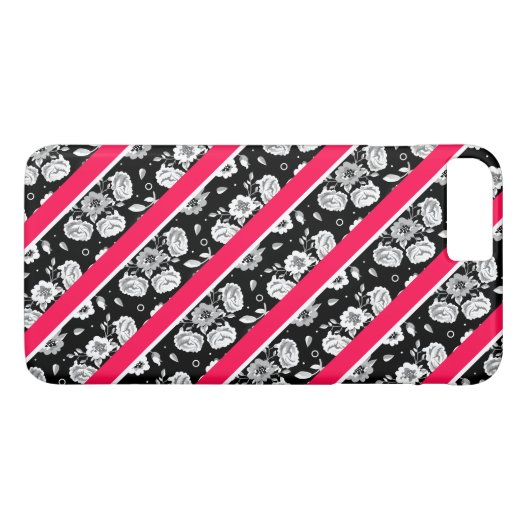 Roze zwarte strepen Case-Mate iPhone case (Achterkant (Horizontaal))