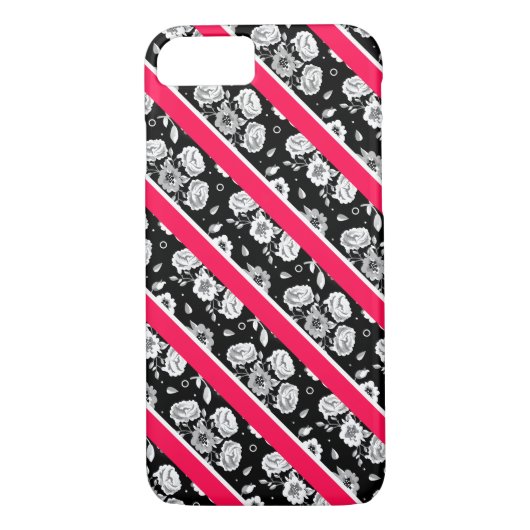 Roze zwarte strepen Case-Mate iPhone case (Achterkant)