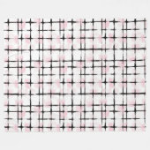 Roze Zwarte Strepen Fleece Deken (Voorkant (Horizontaal))