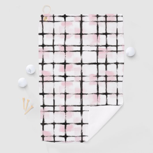 Roze Zwarte Strepen Golfhanddoek (Insitu)