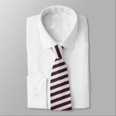 Roze & Zwarte Strepen Groom Groomsmen Naam Fun Fac Stropdas (Gebonden)