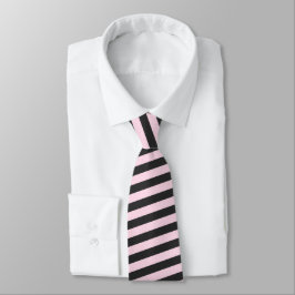 Roze & Zwarte Strepen Groom Groomsmen Naam Fun Fac Stropdas