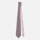 Roze & Zwarte Strepen Groom Groomsmen Naam Fun Fac Stropdas (Voorkant)