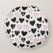Roze Zwarte Strepen Rond Kussen (Achterkant)