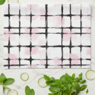 Roze Zwarte Strepen Theedoek