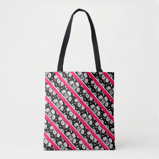 Roze zwarte strepen tote bag (Voorkant)