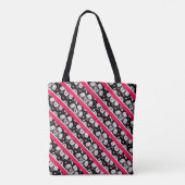 Roze zwarte strepen tote bag (Achterkant)