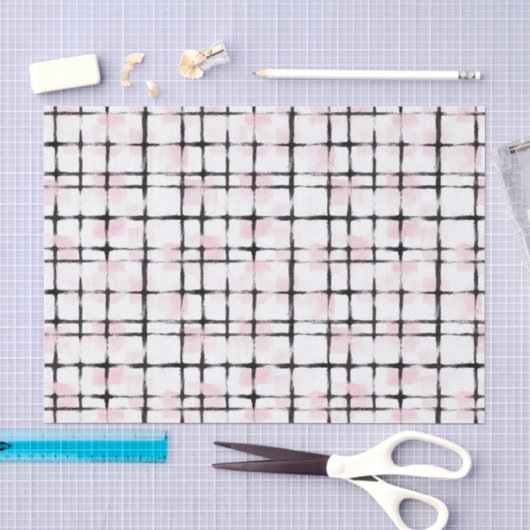 Roze Zwarte Strepen Verjaardag Tissuepapier (Craft)