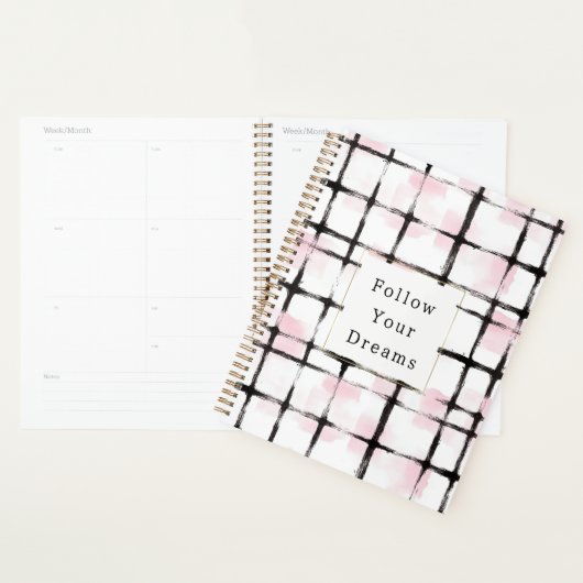 Roze Zwarte Strepen Volg je dromen Planner (Display)