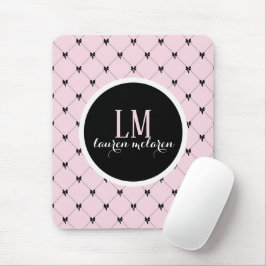 Roze & Zwarte Strik Monogram Muismat