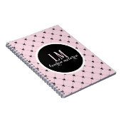 Roze & Zwarte Strik Monogram Notitieboek (Rechterzijde)