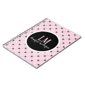 Roze & Zwarte Strik Monogram Notitieboek (Linkerzijde)