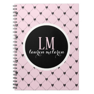 Roze & Zwarte Strik Monogram Notitieboek