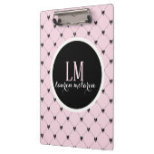 Roze & Zwarte Strik Monogram Notitieboek Klembord (Links)