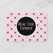 Roze & Zwarte Strik Monogram Visitekaartje (Voorkant)