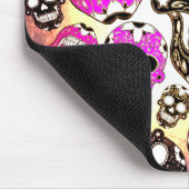 Roze zwarte suiker schedel grunge mousepad muismat (Hoek)